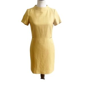 Tahari Women’s Gold Tweed Sheath Dress Zipper Detail Career Size 4